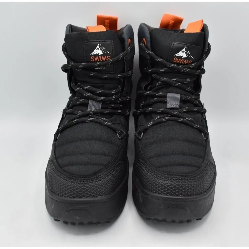 SWIMS Womens 9 Snow Runner Black‎ Orange Insulated High-Top Lace-Up Snow Boots